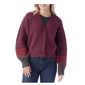 Smartwool Women's Medium Cozy Lodge Cropped Cardigan Sweater Eggplant NWT